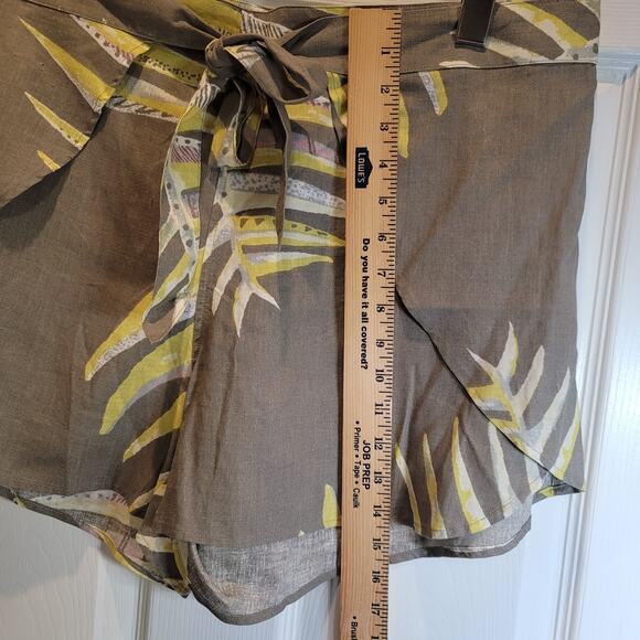 Patagonia Wrap Shorts Palms My Heart Sz XL Tan Hemp Tencel Tie Front Pockets - Picture 14 of 15